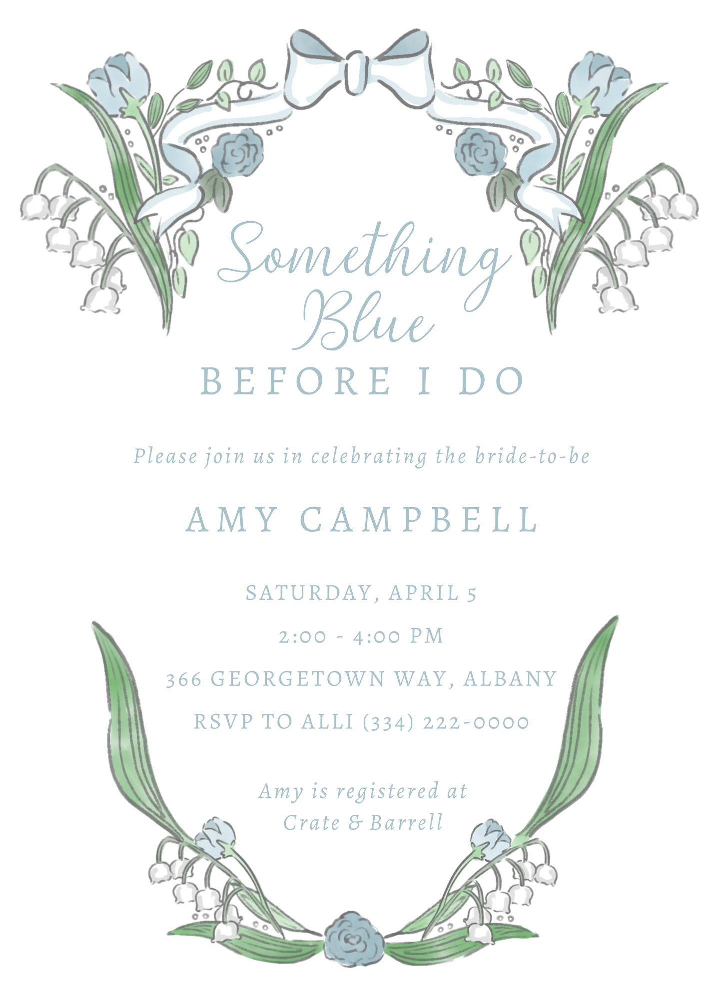 Something Blue Bridal Shower Invitation