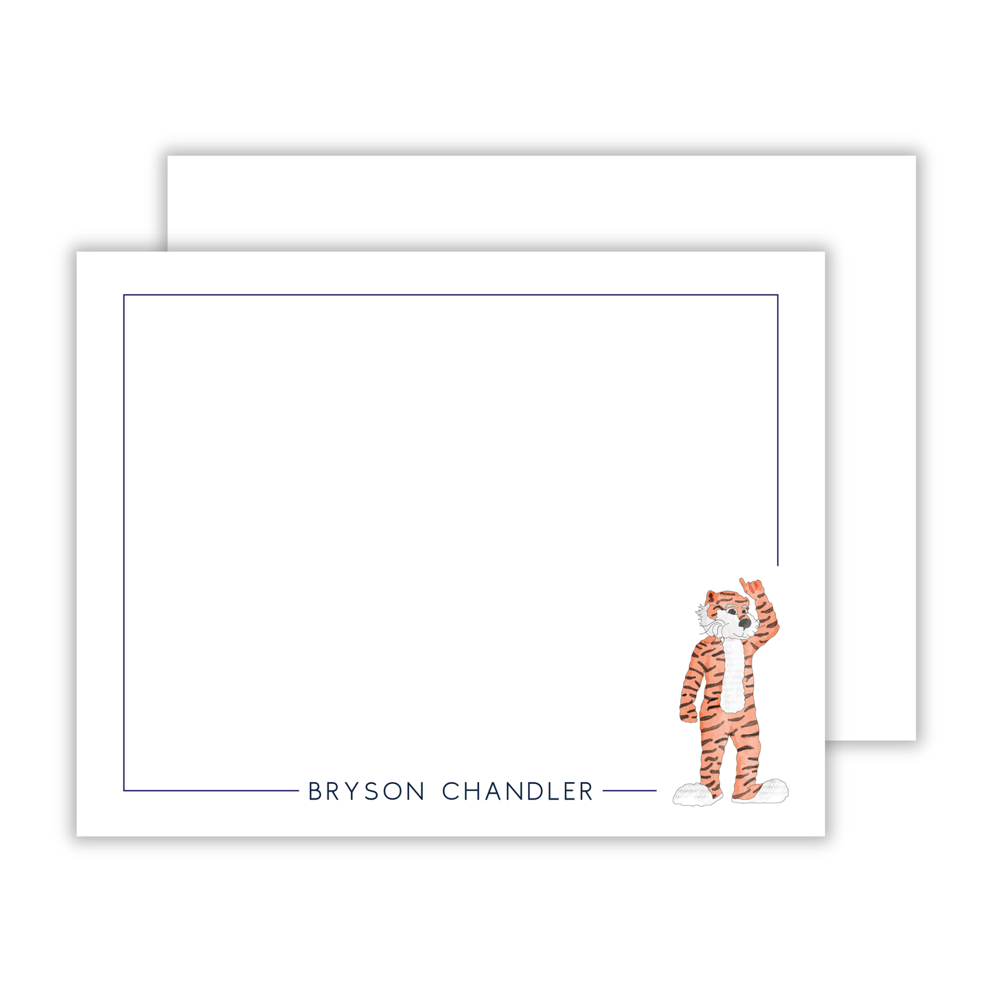 notecard set with friendly tiger, ShooFly Paper Co. Auburn, Alabama