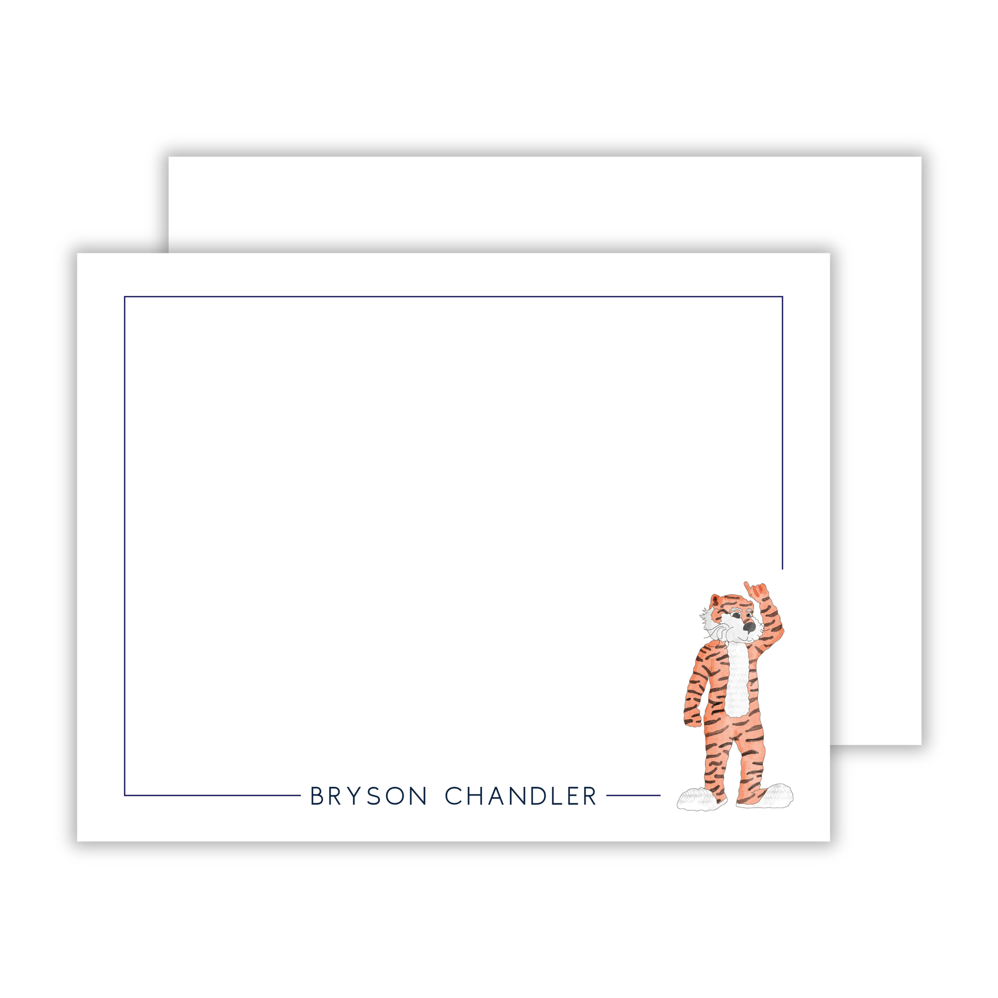 notecard set with friendly tiger, ShooFly Paper Co. Auburn, Alabama