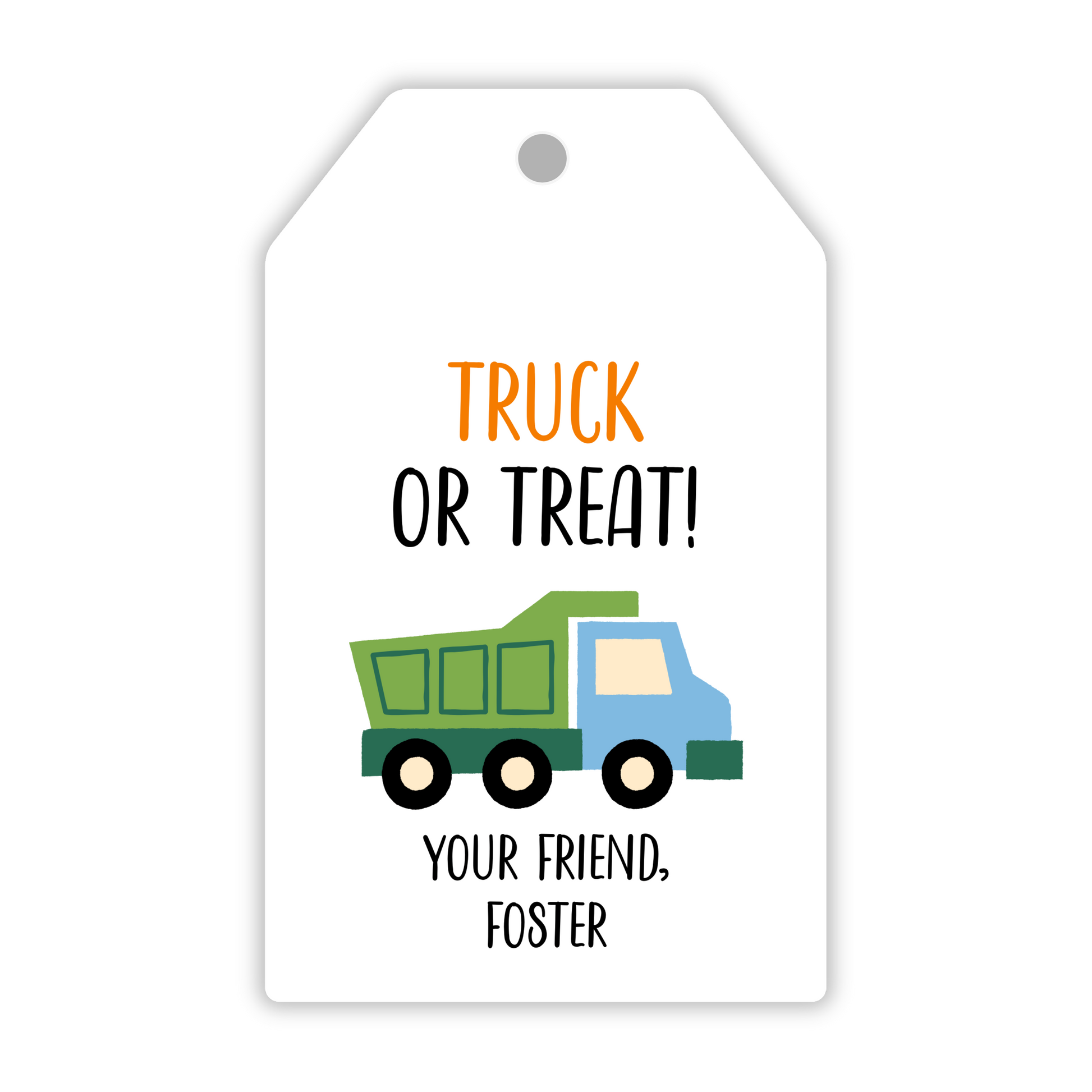 Halloween gift tag with truck or treat; ShooFly Paper Co. Auburn, Alabama