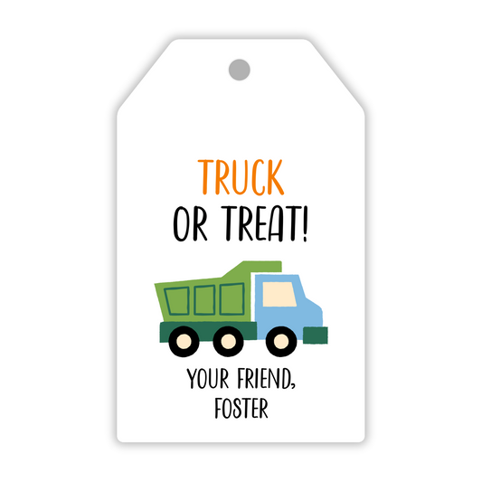 Halloween gift tag with truck or treat; ShooFly Paper Co. Auburn, Alabama