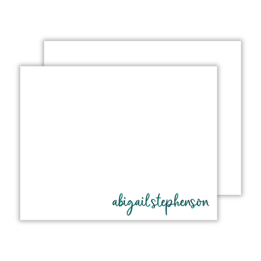 personalized notecards with two-tone cursive font name, ShooFly Paper Co. Auburn, Alabama