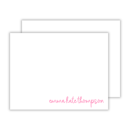 personalized notecards with two-tone cursive font name, ShooFly Paper Co. Auburn, Alabama