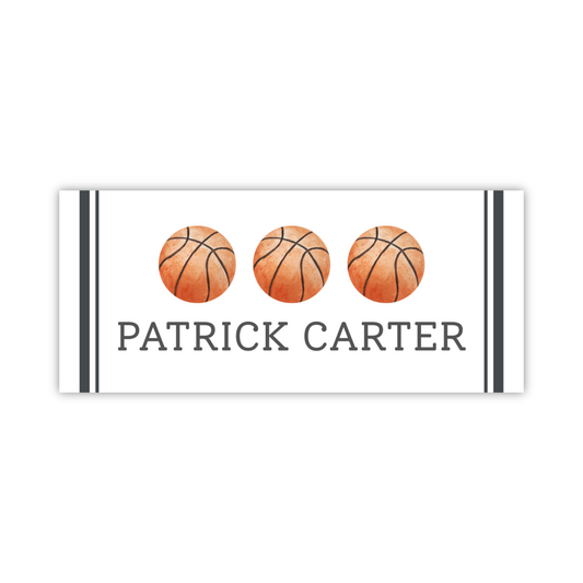 basketball name labels, waterproof stickers, waterproof labels, bottle labels for boy, ShooFly Paper Co.